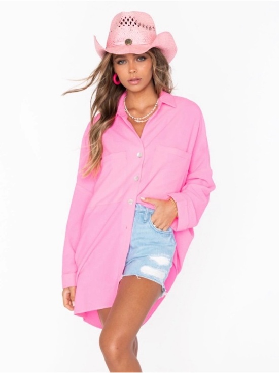 Show Me Your MuMu Tops - SHOW ME YOUR MUMU Johns Button Down Shirt in Electric Bubble Gum Pink